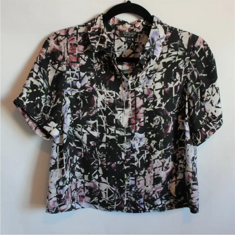 Topshop Women's Cropped Blouse Short Sleeve Size US 2